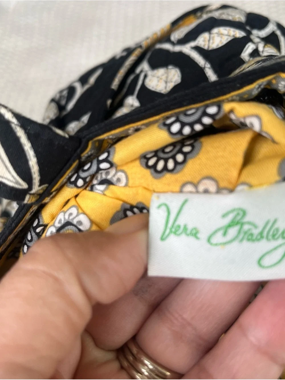 Vtg Vera Bradley Yellow Bird Floral Paisley Retired Pattern Bag Tote Quilted